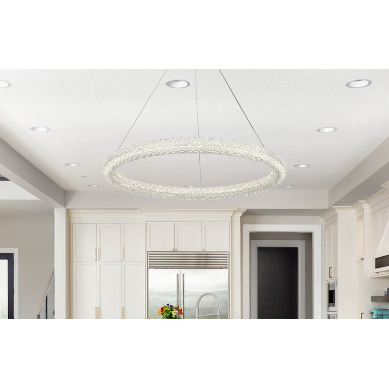 Elegant Lighting Bowen 1 Light 32"L Chandelier, Chrome/Clear