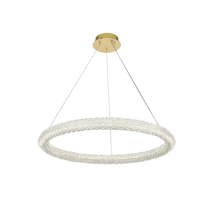 Elegant Lighting Bowen 1 Light 32"L Chandelier, Satin Gold/Clear