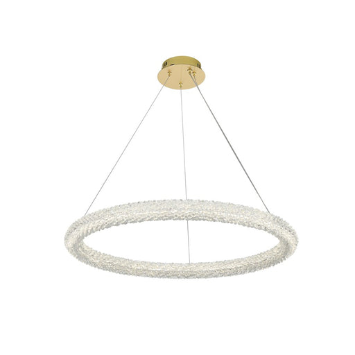 Elegant Lighting Bowen 1 Light 32"L Chandelier, Satin Gold/Clear