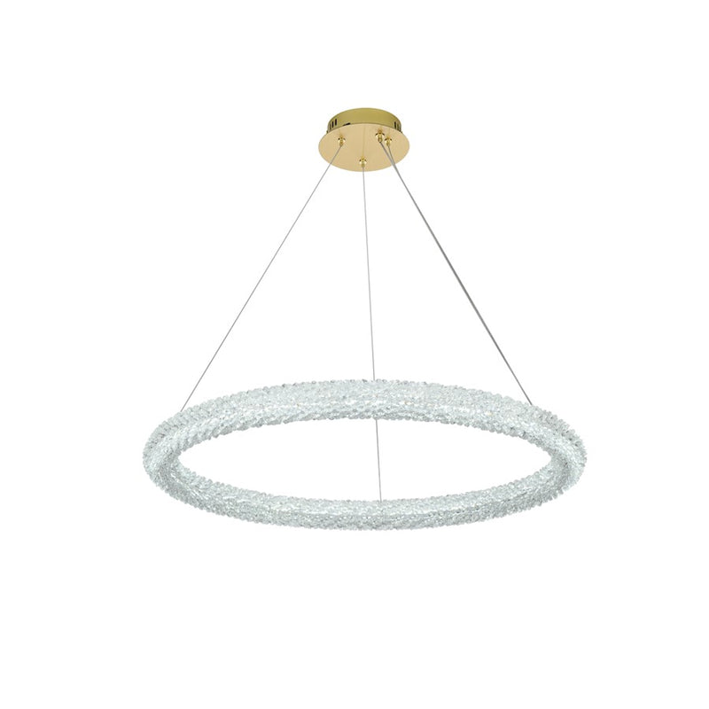 Elegant Lighting Bowen 1 Light 32"L Chandelier, Satin Gold/Clear