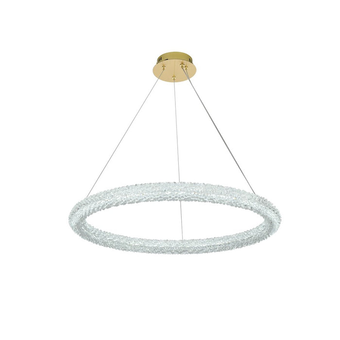 Elegant Lighting Bowen 1 Light 32"L Chandelier, Satin Gold/Clear