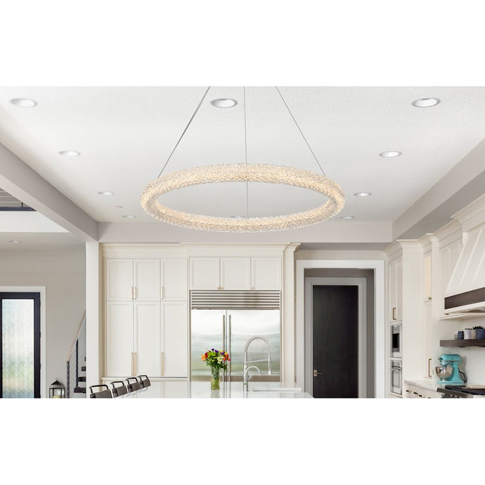 Elegant Lighting Bowen 1 Light 32"L Chandelier, Satin Gold/Clear