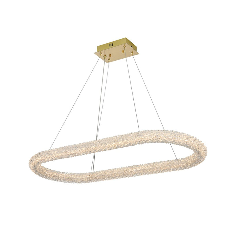 Elegant Lighting Bowen 1 Light 42"L Chandelier, Satin Gold/Clear