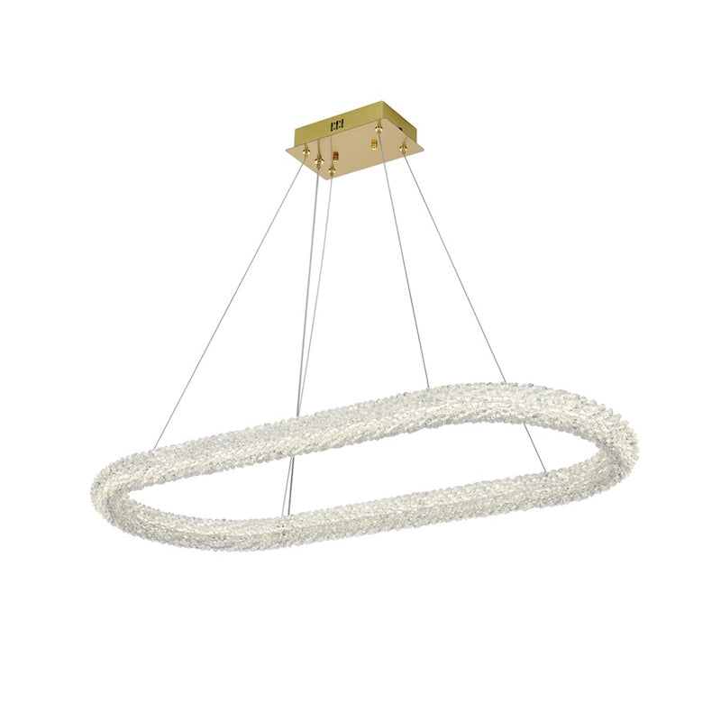 Elegant Lighting Bowen 1 Light 42"L Chandelier, Satin Gold/Clear