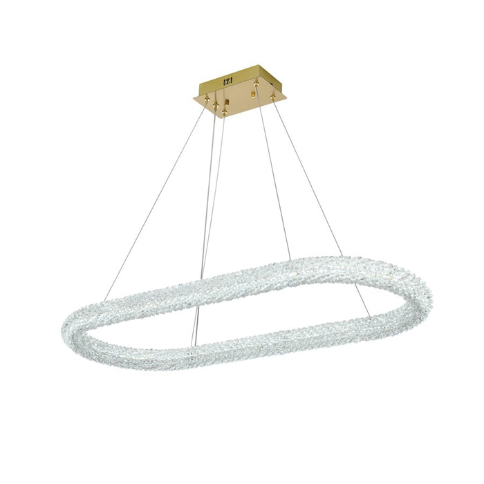 Elegant Lighting Bowen 1 Light 42"L Chandelier, Satin Gold/Clear