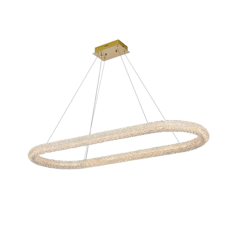 Elegant Lighting Bowen 1 Light 51"L Chandelier, Satin Gold/Clear