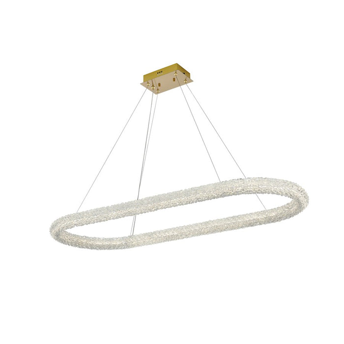 Elegant Lighting Bowen 1 Light 51"L Chandelier, Satin Gold/Clear