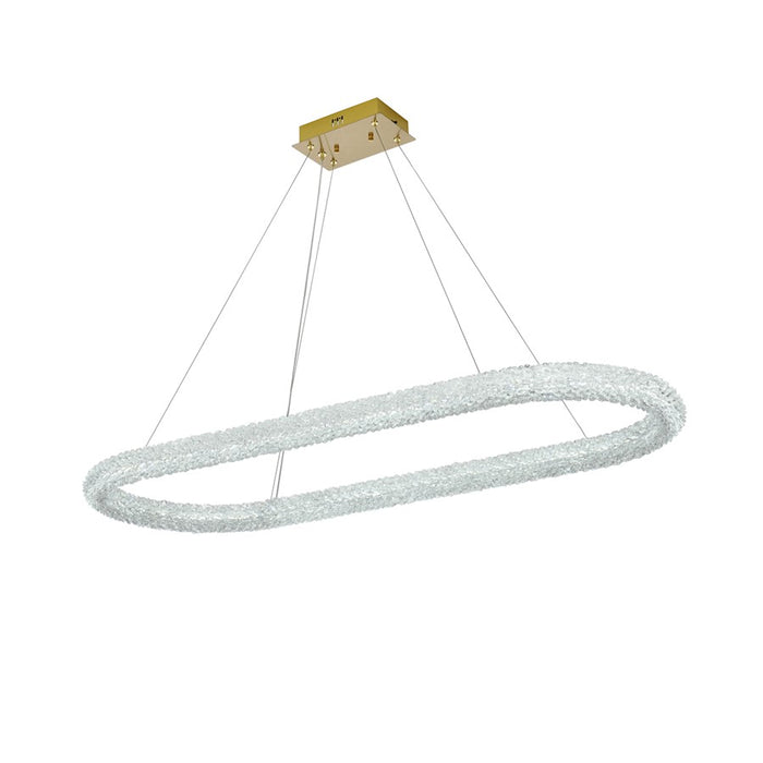Elegant Lighting Bowen 1 Light 51"L Chandelier, Satin Gold/Clear