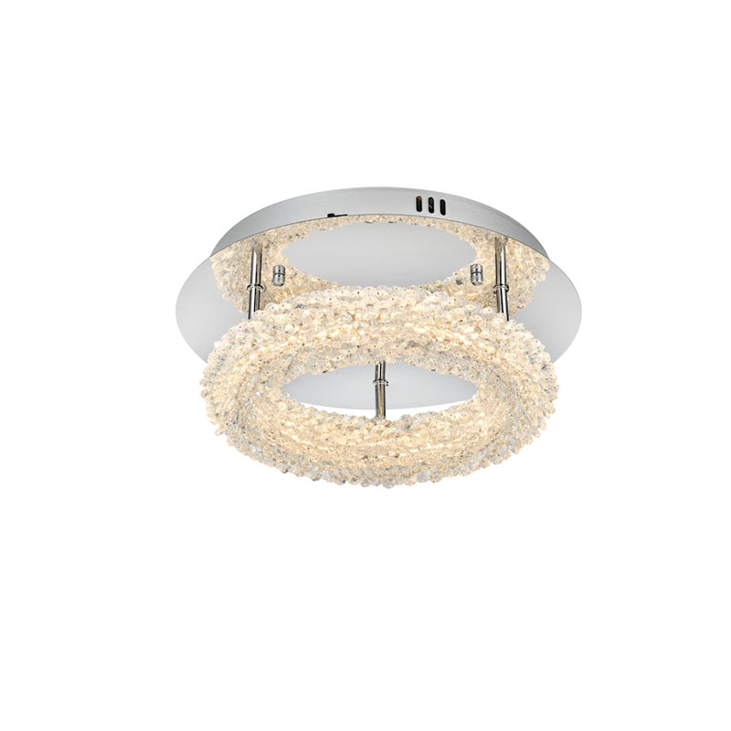 Elegant Lighting Bowen 1 Light 14"L Flush Mount, Chrome/Clear