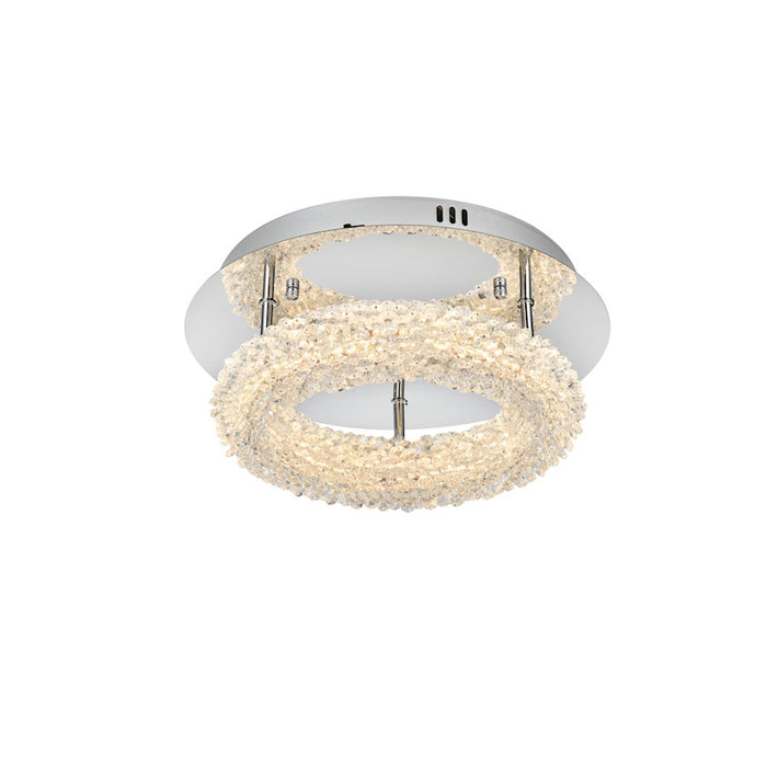 Elegant Lighting Bowen 1 Light 14"L Flush Mount, Chrome/Clear