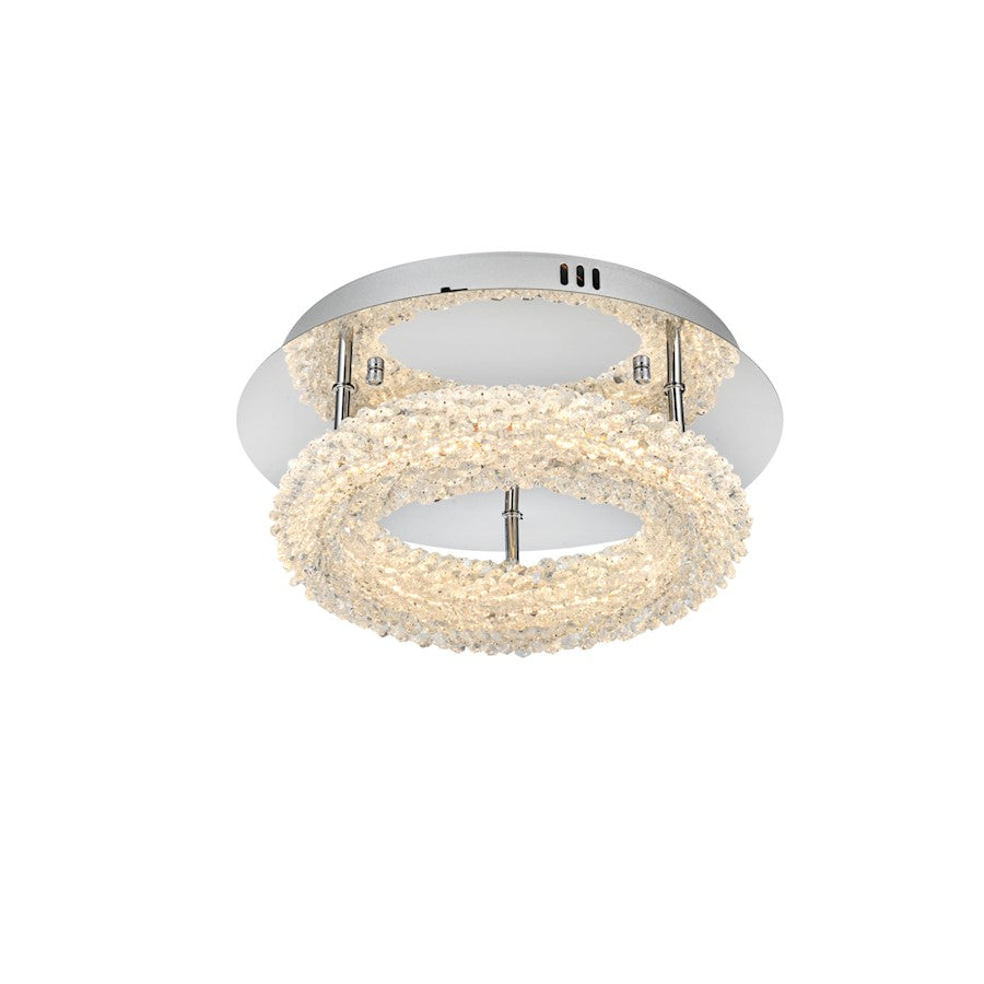 Elegant Lighting Bowen 1 Light 14"L Flush Mount, Chrome/Clear
