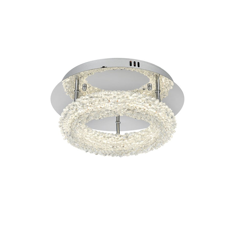Elegant Lighting Bowen 1 Light 14"L Flush Mount, Chrome/Clear