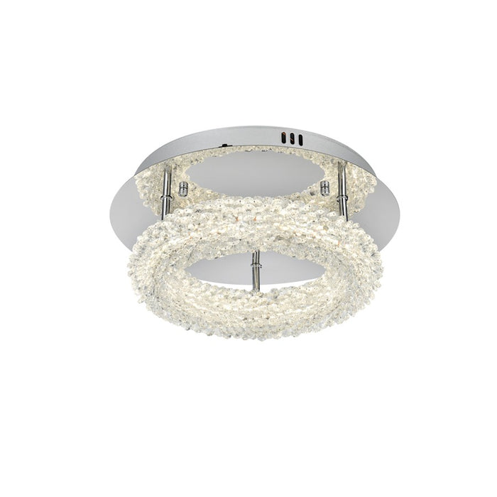 Elegant Lighting Bowen 1 Light 14"L Flush Mount, Chrome/Clear
