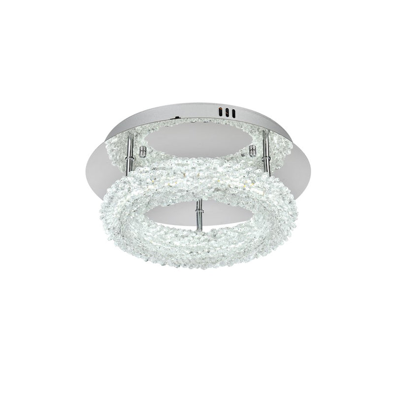Elegant Lighting Bowen 1 Light 14"L Flush Mount, Chrome/Clear