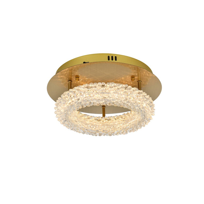 Elegant Lighting Bowen 1 Light 14"L Flush Mount, Satin Gold/Clear