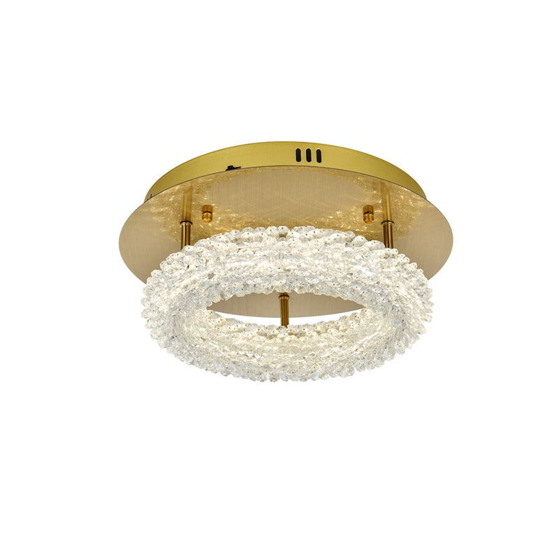 Elegant Lighting Bowen 1 Light 14"L Flush Mount, Satin Gold/Clear