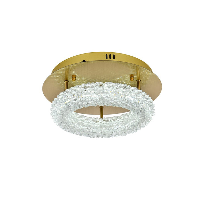 Elegant Lighting Bowen 1 Light 14"L Flush Mount, Satin Gold/Clear