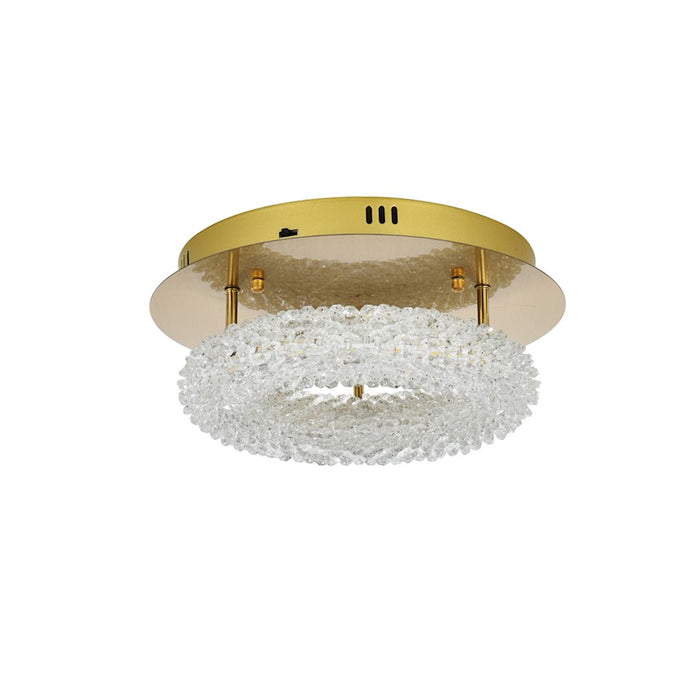 Elegant Lighting Bowen 1 Light 14"L Flush Mount, Satin Gold/Clear