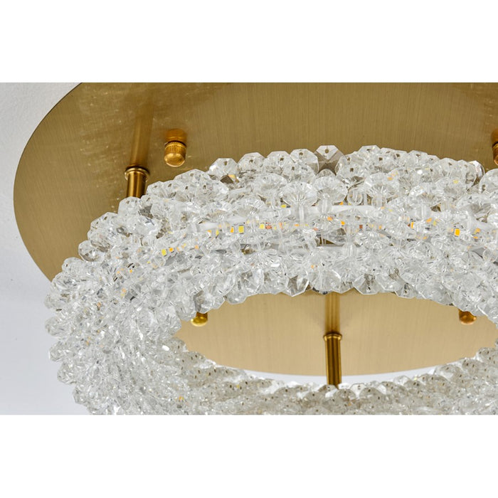 Elegant Lighting Bowen 1 Light 14"L Flush Mount, Satin Gold/Clear