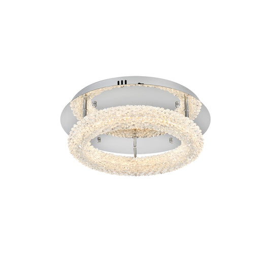 Elegant Lighting Bowen 1 Light 18"L Flush Mount, Chrome/Clear