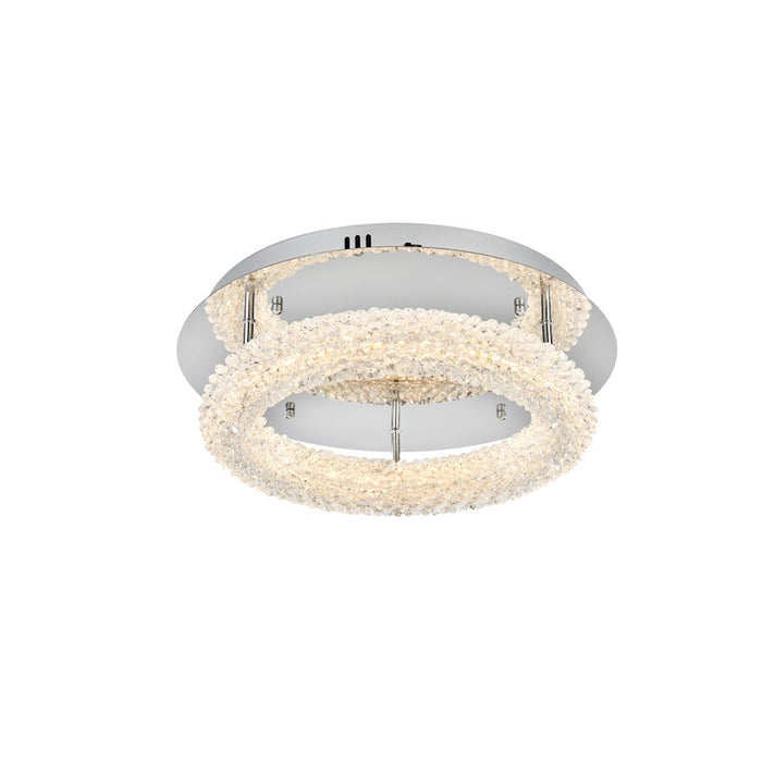 Elegant Lighting Bowen 1 Light 18"L Flush Mount, Chrome/Clear