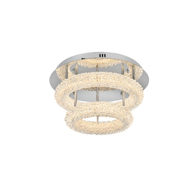 Elegant Lighting Bowen 2 Light 18"L Flush Mount, Chrome/Clear