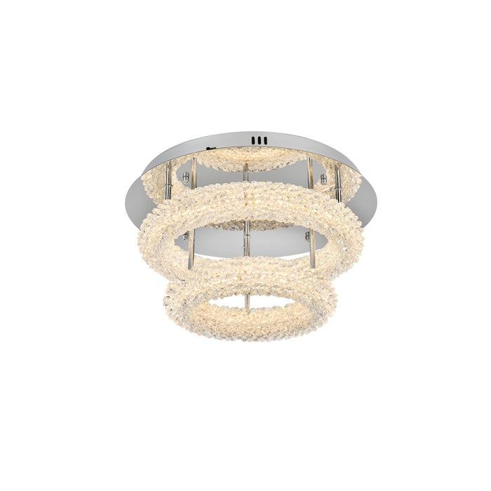 Elegant Lighting Bowen 2 Light 18"L Flush Mount, Chrome/Clear - 3800F18L2C
