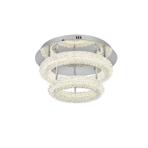 Elegant Lighting Bowen 2 Light 18"L Flush Mount, Chrome/Clear