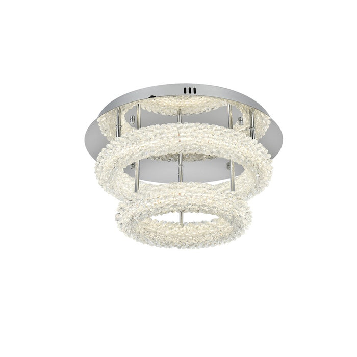 Elegant Lighting Bowen 2 Light 18"L Flush Mount, Chrome/Clear