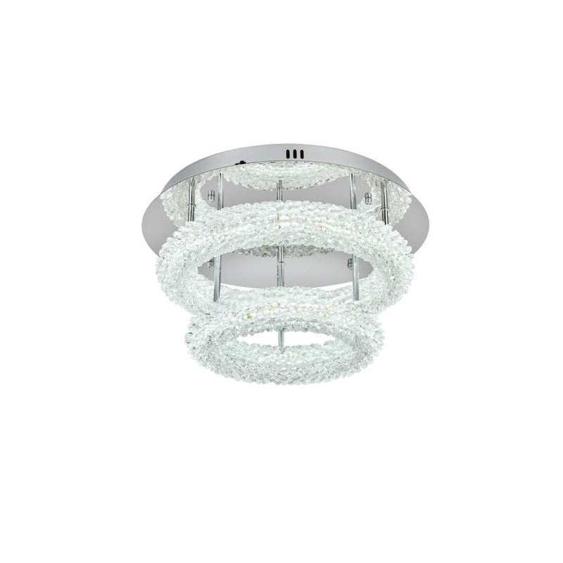 Elegant Lighting Bowen 2 Light 18"L Flush Mount, Chrome/Clear