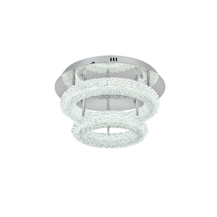 Elegant Lighting Bowen 2 Light 18"L Flush Mount, Chrome/Clear