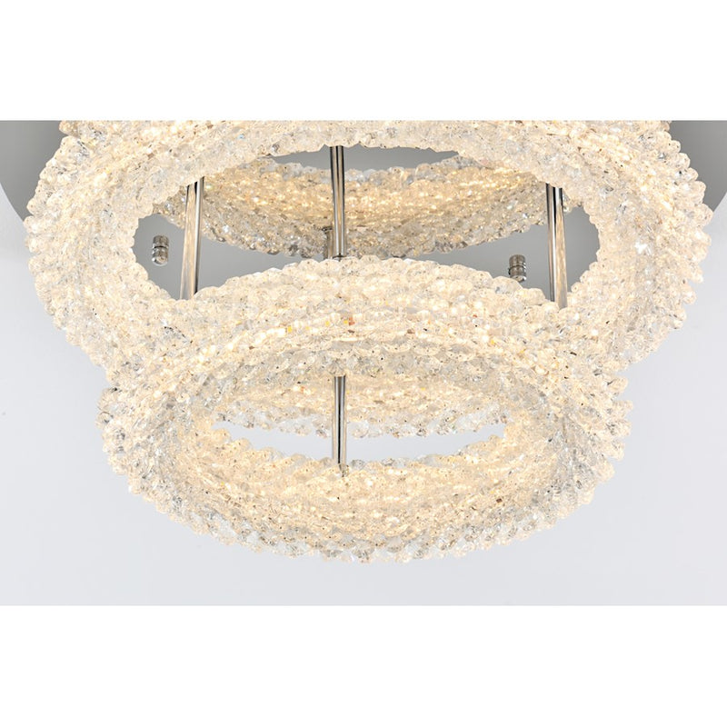 Elegant Lighting Bowen 2 Light 18"L Flush Mount, Chrome/Clear