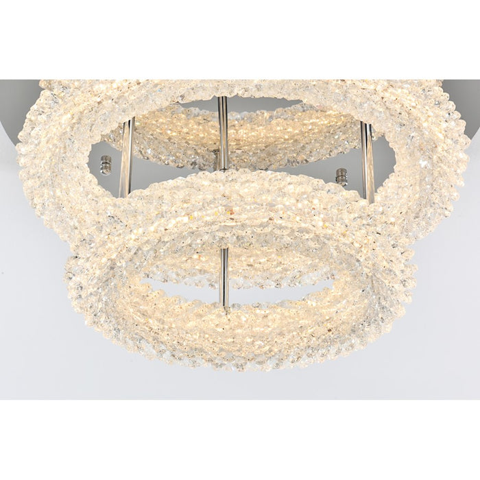 Elegant Lighting Bowen 2 Light 18"L Flush Mount, Chrome/Clear