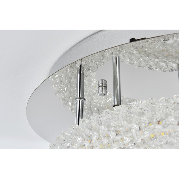Elegant Lighting Bowen 2 Light 18"L Flush Mount, Chrome/Clear
