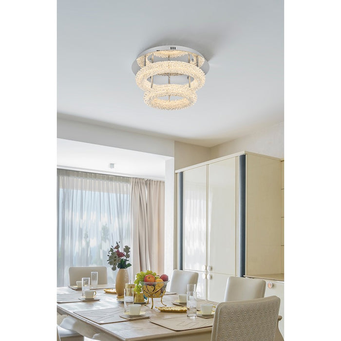 Elegant Lighting Bowen 2 Light 18"L Flush Mount, Chrome/Clear