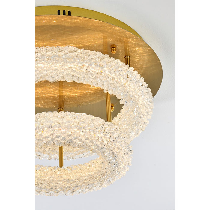 Elegant Lighting Bowen 2 Light 18"L Flush Mount, Satin Gold/Clear