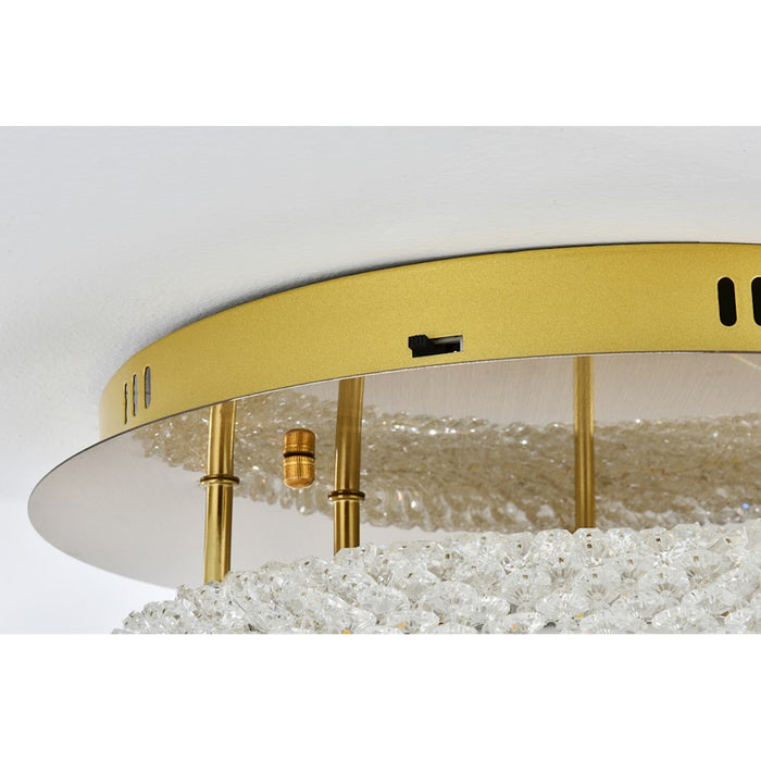 Elegant Lighting Bowen 2 Light 18"L Flush Mount, Satin Gold/Clear