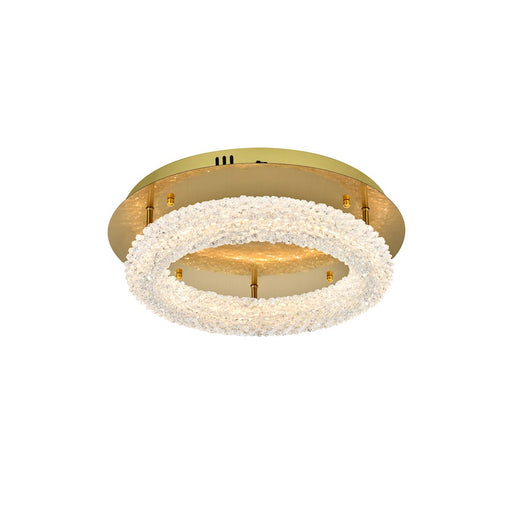 Elegant Lighting Bowen 1 Light 18"L Flush Mount, Satin Gold/Clear