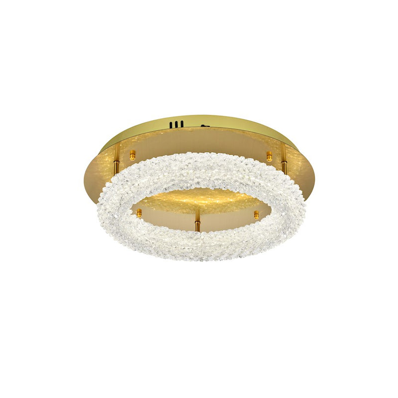 Elegant Lighting Bowen 1 Light 18"L Flush Mount, Satin Gold/Clear