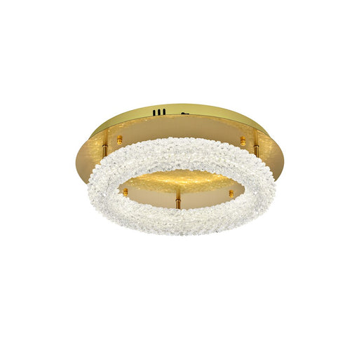 Elegant Lighting Bowen 1 Light 18"L Flush Mount, Satin Gold/Clear
