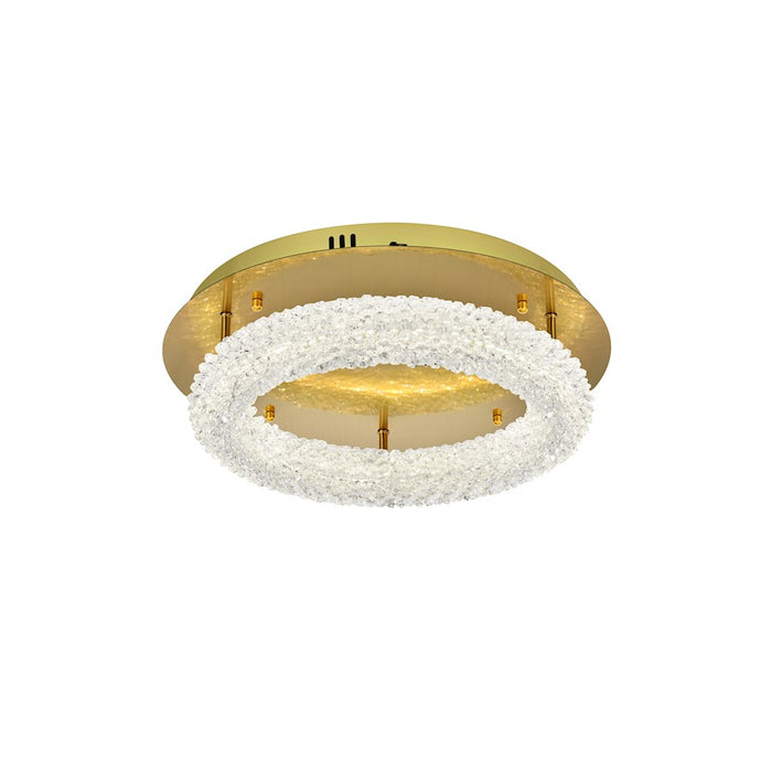 Elegant Lighting Bowen 1 Light 18"L Flush Mount, Satin Gold/Clear