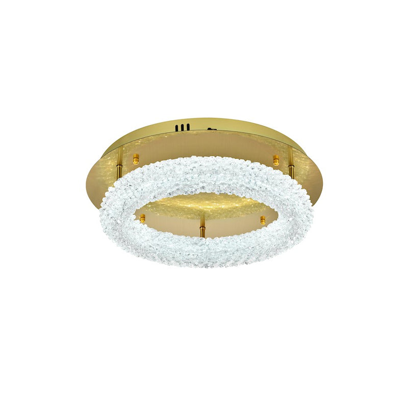 Elegant Lighting Bowen 1 Light 18"L Flush Mount, Satin Gold/Clear