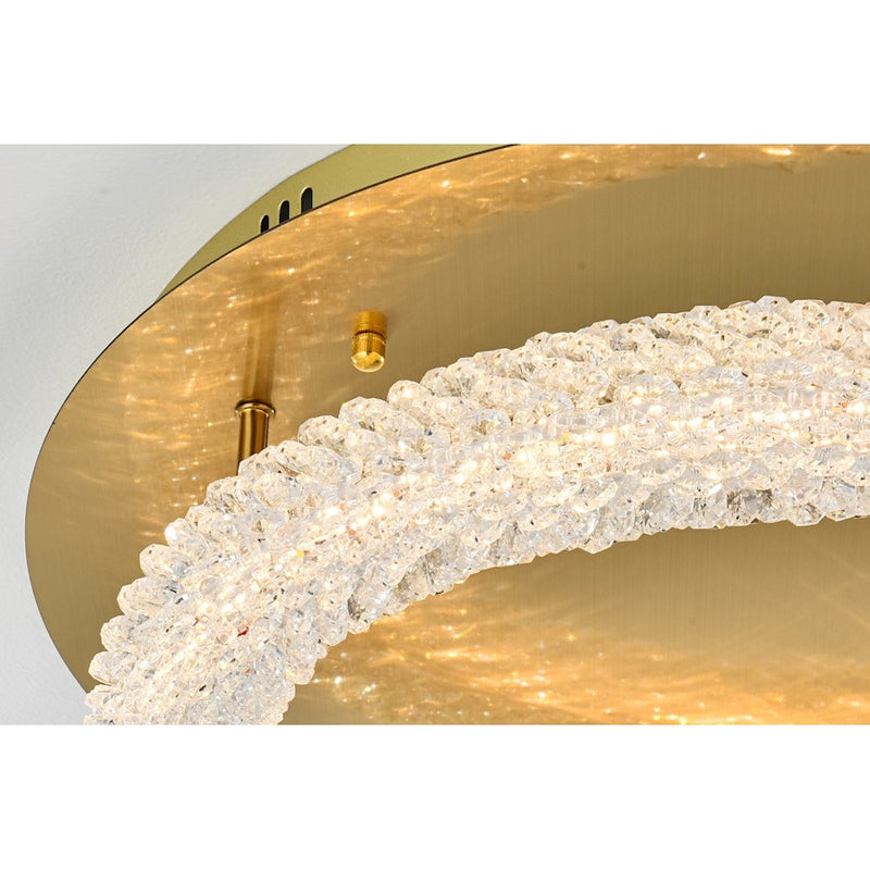 Elegant Lighting Bowen 1 Light 18"L Flush Mount, Satin Gold/Clear
