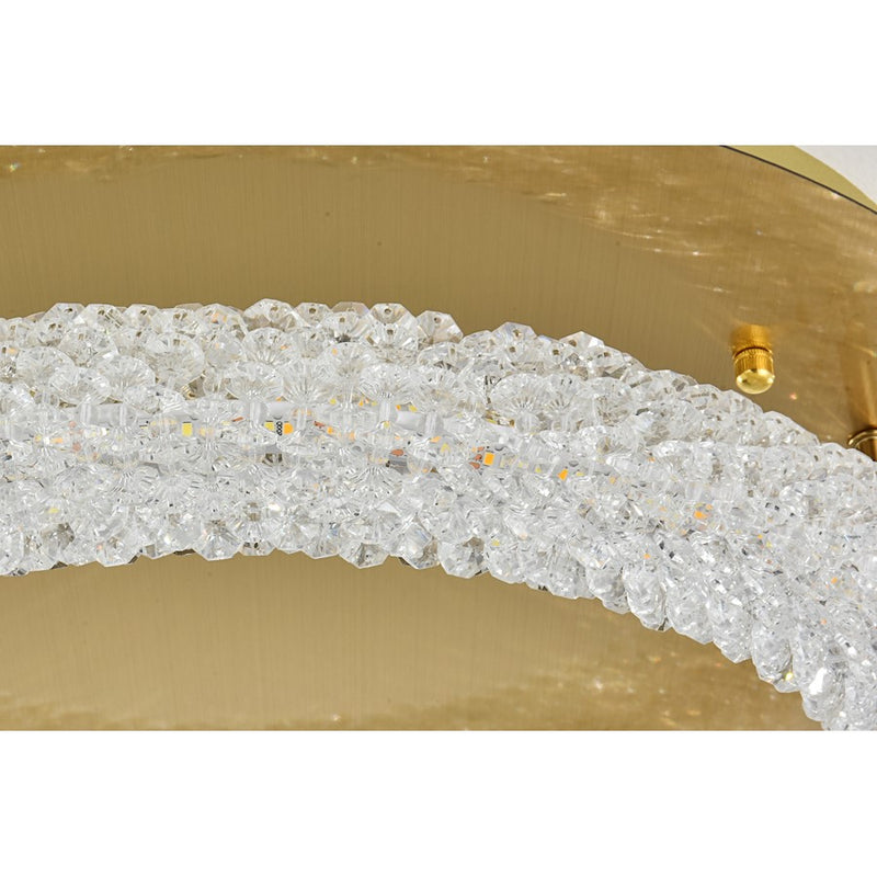 Elegant Lighting Bowen 1 Light 18"L Flush Mount, Satin Gold/Clear