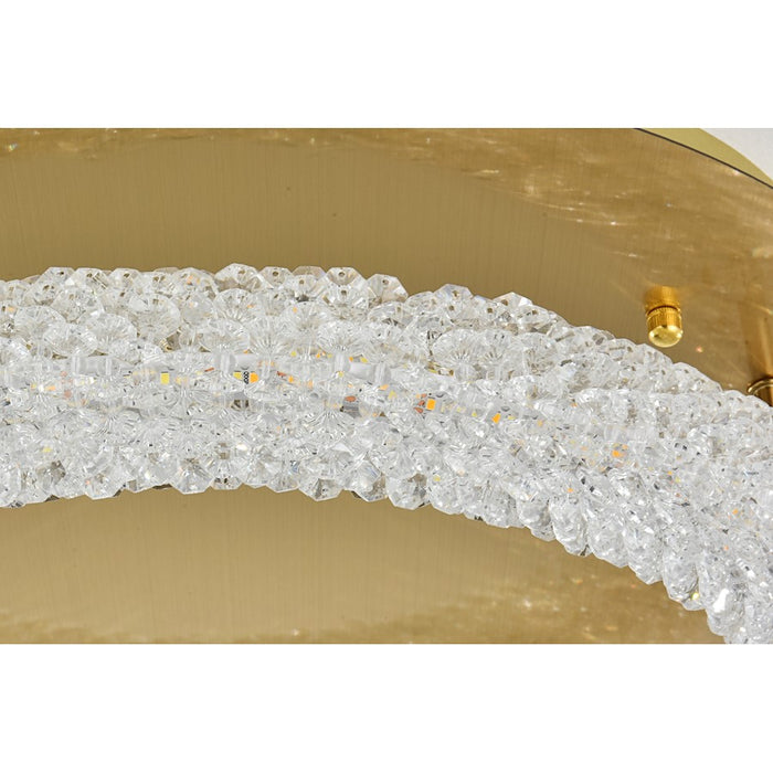 Elegant Lighting Bowen 1 Light 18"L Flush Mount, Satin Gold/Clear