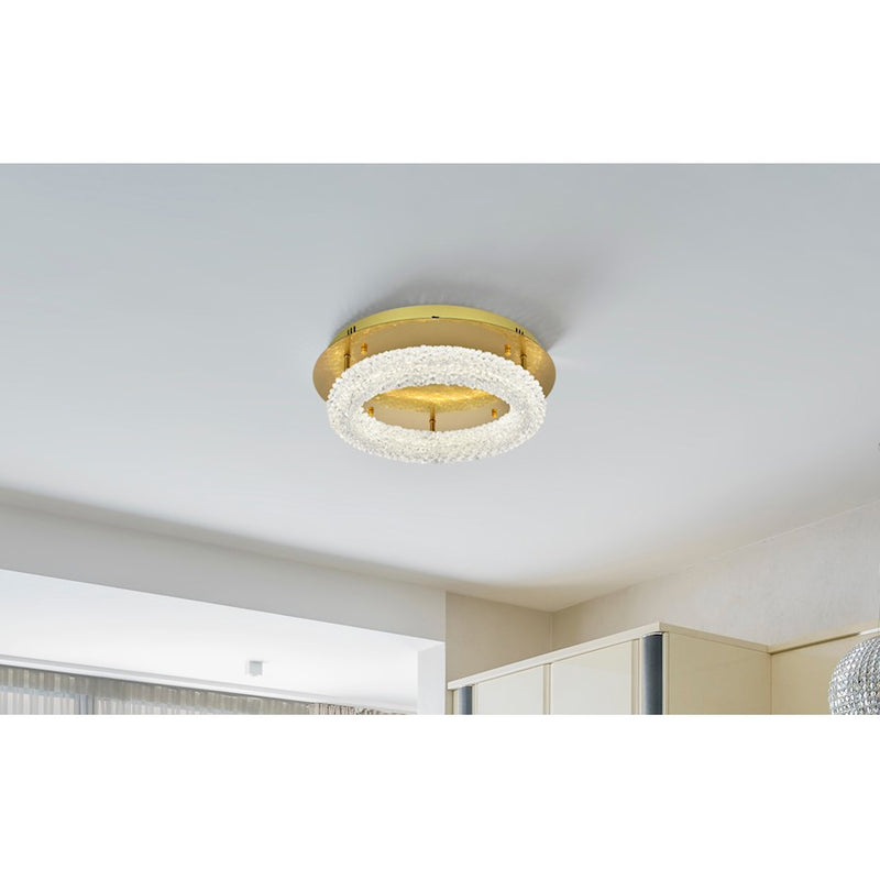 Elegant Lighting Bowen 1 Light 18"L Flush Mount, Satin Gold/Clear
