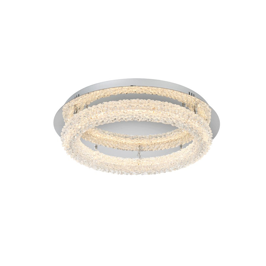 Elegant Lighting Bowen 1 Light 22"L Flush Mount, Chrome/Clear
