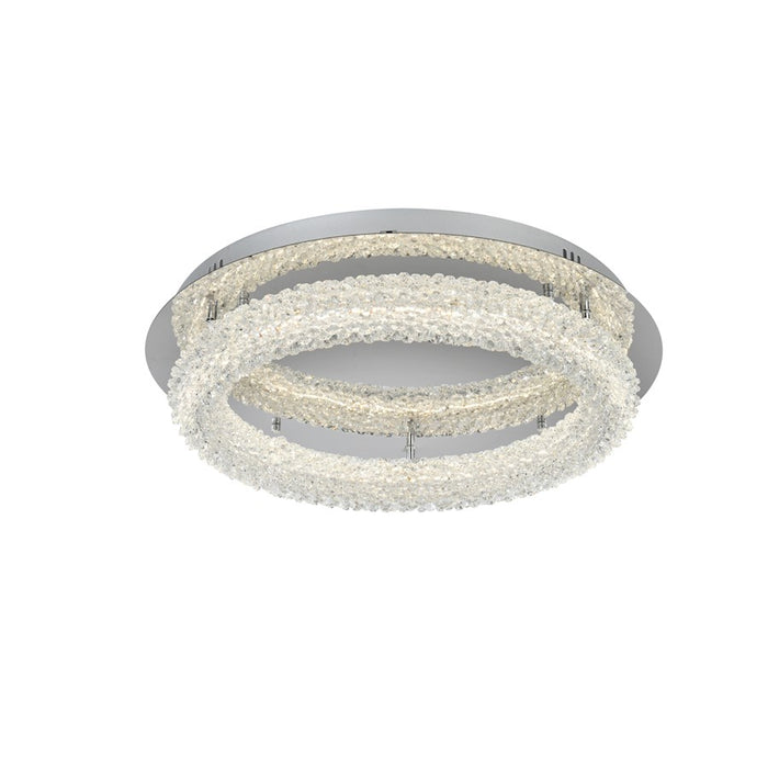 Elegant Lighting Bowen 1 Light 22"L Flush Mount, Chrome/Clear