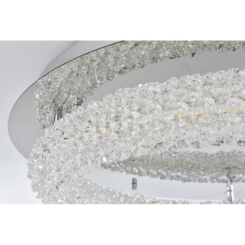Elegant Lighting Bowen 1 Light 22"L Flush Mount, Chrome/Clear