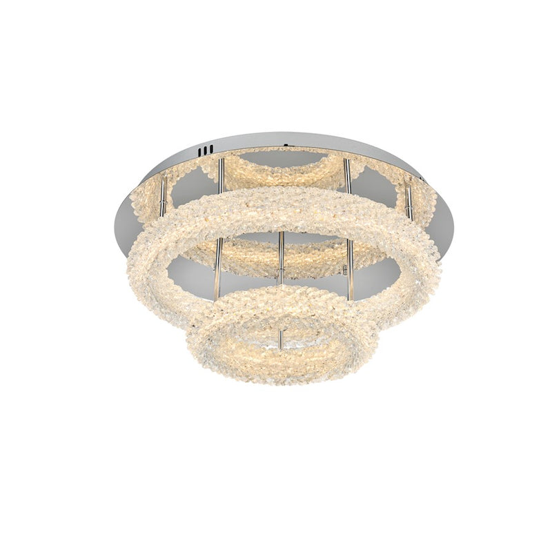 Elegant Lighting Bowen 2 Light 22"L Flush Mount, Chrome/Clear